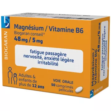 Magnésium Vitamine B6 Vitalité Biogaran 50 comprimés