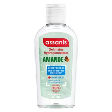 Assanis Gel Mains Hydroalcoolique Parfumé Amande 80 ml