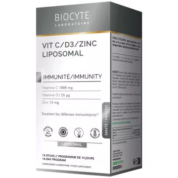 Zinco lipossômico Biocyte Vit C D3 14 bastões