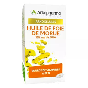 Arkogélules Huile de Foie de Morue Source de Vitamines A et D 60 gélules