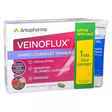 Arkopharma Veinoflux Jambes Légères et Toniques 30 gélules + Gel Effet Froid