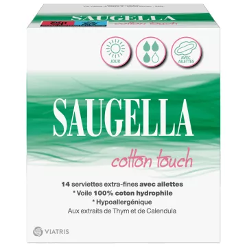 Saugella Cotton Touch Serviettes Jour 14 serviettes