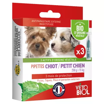 Vetobiol Bio-Pipetten gegen Parasiten Hund / Kleiner Hund 1 bis 10 kg 3 Pipetten