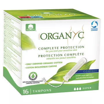 Organyc Super Tampons With Organic Cotton Applicator x 16