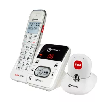 Téléphone sans fil AMPLIDECT 295 SOS PRO avec médaillon d'appel d'urgence et répondeur intégré 