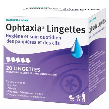 Ophtaxia Lingette Hygiène Soin Paupières Cils 20 Lingettes