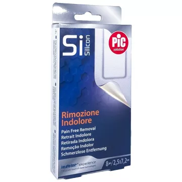 Pic Solution Si Silicon Painless Removal 2.5 x 7.2 cm 8 Dressings