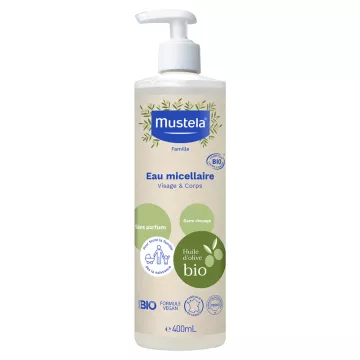 Mustela Bio Mizellenwasser für Gesicht und Körper ohne Duftstoffe, 400 ml