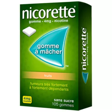 Nicorette Kaugummi 4 mg Früchte ohne Zucker 105 Gummibärchen