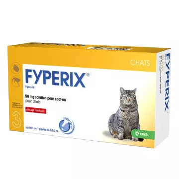KRKA Fyperix Solution Antiparasitaire pour Spot-On 3 pipettes Chats