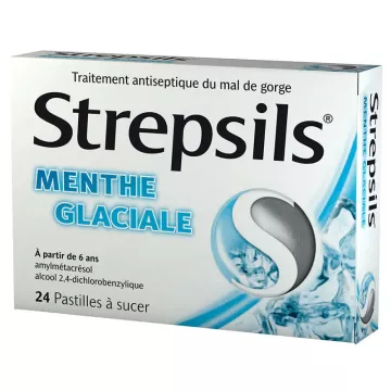 Strepsils Maux de Gorge Menthe Glaciale 24 pastilles