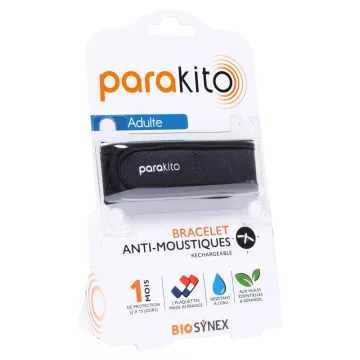 Parakito Bracelet Anti-Moustiques Rechargeable Uni Noir emballé