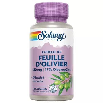 Extrato de Folha de Oliveira Solaray 250 mg 30 cápsulas