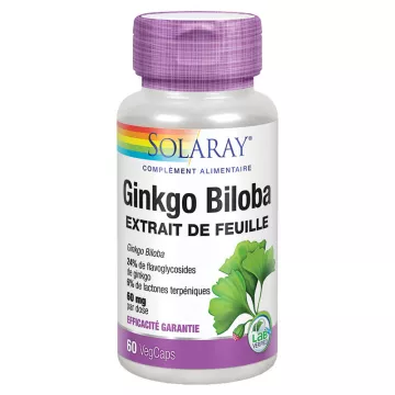 Solaray Extrait de Feuille de Gingko Biloba 60 mg 60 gélules