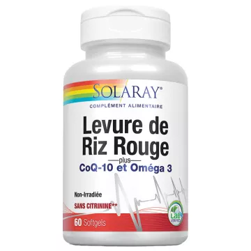 Solaray Levure de Riz Rouge plus CoQ-10 et Oméga 3 60 gélules