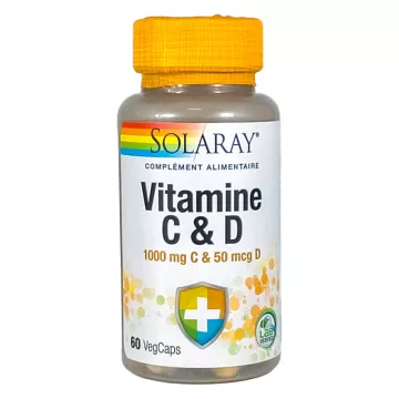 Solaray Vitamin C 1000 mg & D 50 mcg 60 pflanzliche Kapseln