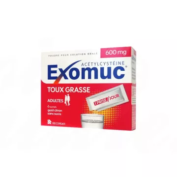 Exomuc Ацетилцистеин Жирный кашель Взрослые 600 мг 6 пакетиков
