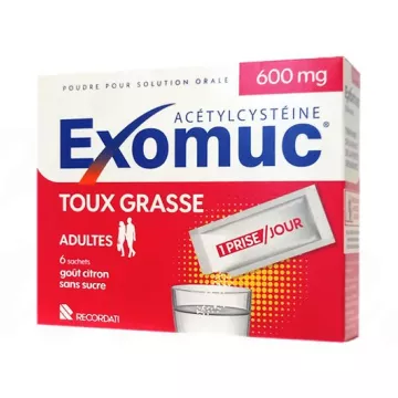 Exomuc Acetylcysteïne Vethoest Volwassenen 600 mg 6 sachets