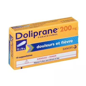 DOLIPRANE Paracetamol 200MG 10 Suppositories