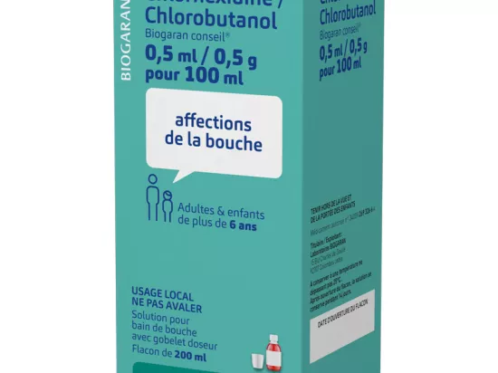 CHLORHEXIDINE chlorobutanol BIOGARAN MOUTHRINSE 90 ML