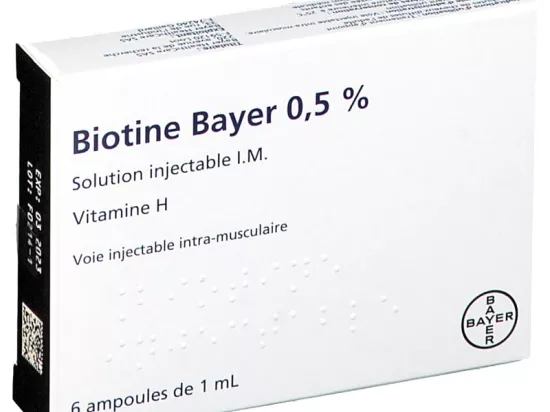 Biotine Bayer 0,5% 6 Ampoules Injectables IM en vente en pharmacie
